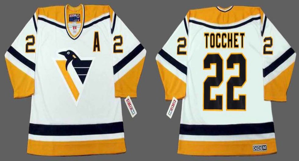 2019 Men Pittsburgh Penguins 22 Tocchet White yellow CCM NHL jerseys
